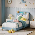 Twin Bed Frame with Bookcase Headboard, Velvet Upholstered Platform - Wooden Slat Support, Noise-Free, No Box Spring Needed, Easy Assembly