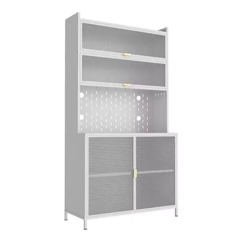Chic Crate 73'' Tall 6-Level Flip-Door Pegboard Metal Pantry Cabinet  Anti-Tip Hutch for Kitchen/Dining/Living Room