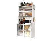 Dispensa in metallo con ante a ribalta e pannello forato, 6 livelli, alta 185 cm, con kit anti-ribaltamento