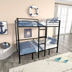 Letto a soppalco trasformabile gemello/matrimoniale con scrivania, letto a castello in metallo per bambini e ragazzi