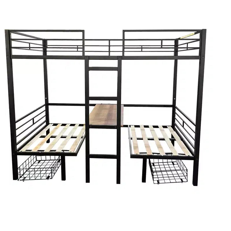 Letto a soppalco trasformabile gemello/matrimoniale con scrivania, letto a castello in metallo per bambini e ragazzi