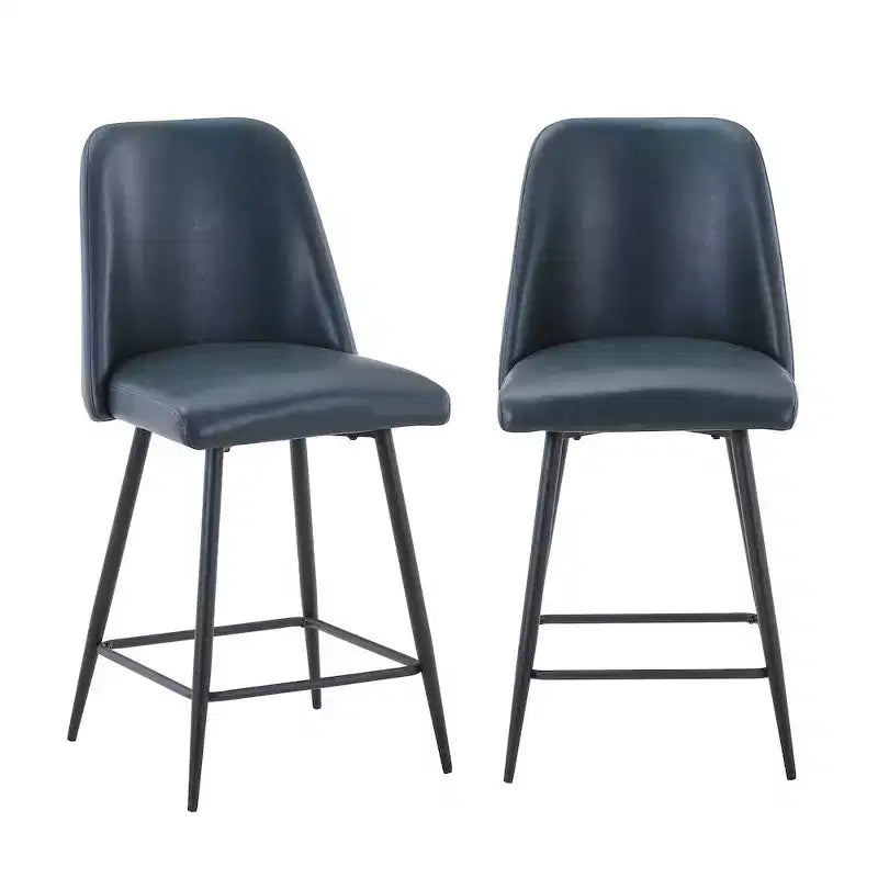 Jofran,Mid-Century Modern Faux Leather Upholstered Counter Height Barstool (Set of 2)