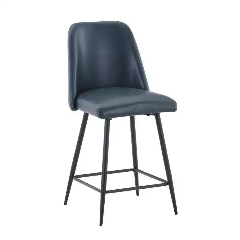 Sgabello da bar di altezza bancone in ecopelle imbottita, stile moderno metà secolo, set da 2