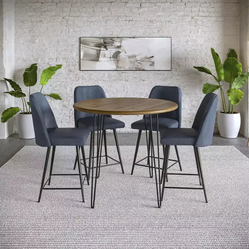 Sgabello da bar di altezza bancone in ecopelle imbottita, stile moderno metà secolo, set da 2