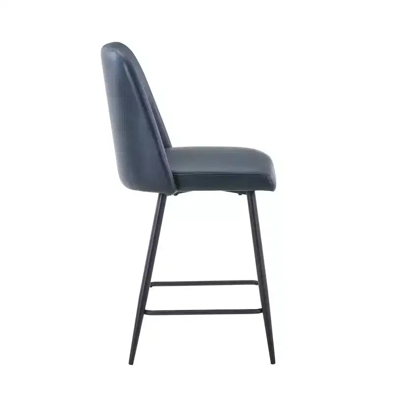 Sgabello da bar di altezza bancone in ecopelle imbottita, stile moderno metà secolo, set da 2