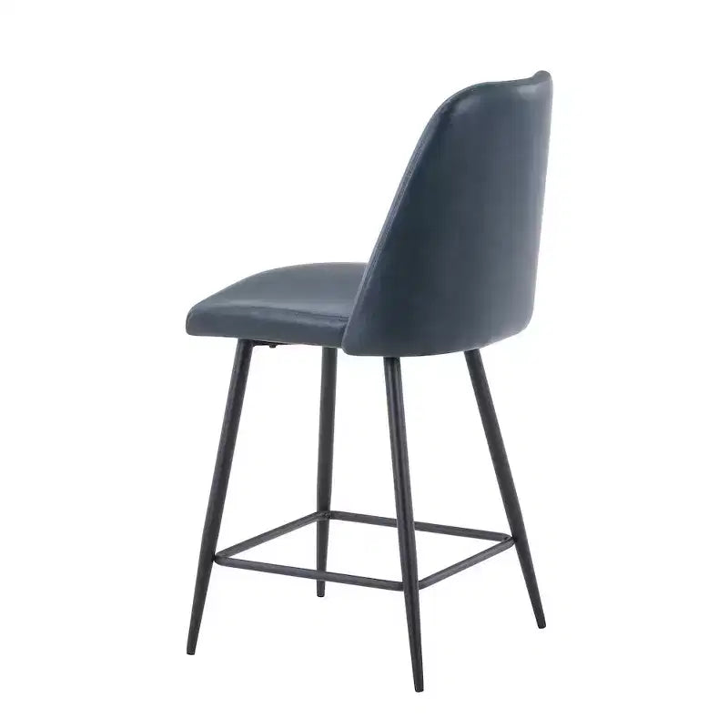 Sgabello da bar di altezza bancone in ecopelle imbottita, stile moderno metà secolo, set da 2