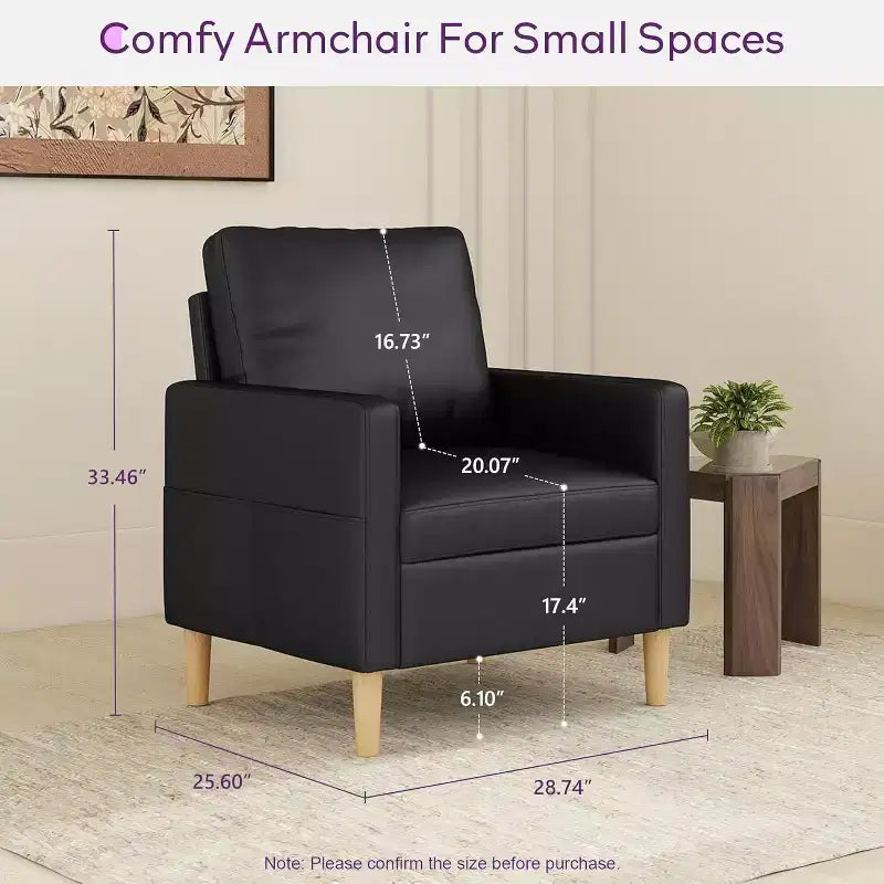 Divanetto a 2 posti da 168 cm in similpelle nera con porta USB, imbottito, stile moderno di metà secolo