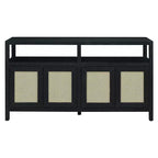 Credenza/mobile contenitore bohémien in rattan da 60" con struttura in legno massello, ante con apertura a pressione