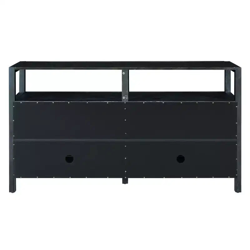 Credenza/mobile contenitore bohémien in rattan da 60" con struttura in legno massello, ante con apertura a pressione