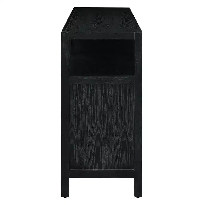 Credenza/mobile contenitore bohémien in rattan da 60" con struttura in legno massello, ante con apertura a pressione