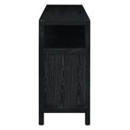 Credenza/mobile contenitore bohémien in rattan da 60" con struttura in legno massello, ante con apertura a pressione
