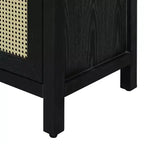 Credenza/mobile contenitore bohémien in rattan da 60" con struttura in legno massello, ante con apertura a pressione