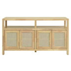 Credenza/mobile contenitore bohémien in rattan da 60" con struttura in legno massello, ante con apertura a pressione