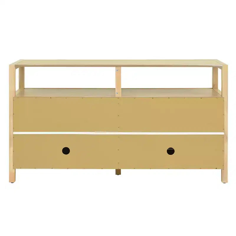 Credenza/mobile contenitore bohémien in rattan da 60" con struttura in legno massello, ante con apertura a pressione