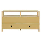 Credenza/mobile contenitore bohémien in rattan da 60" con struttura in legno massello, ante con apertura a pressione