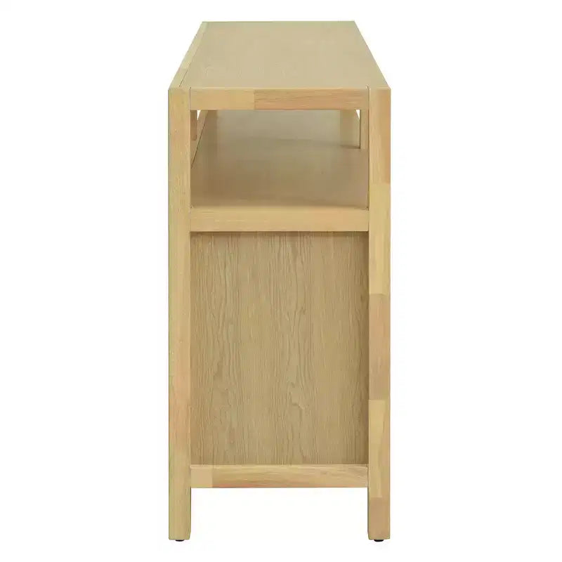 Credenza/mobile contenitore bohémien in rattan da 60" con struttura in legno massello, ante con apertura a pressione
