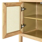 Credenza/mobile contenitore bohémien in rattan da 60" con struttura in legno massello, ante con apertura a pressione