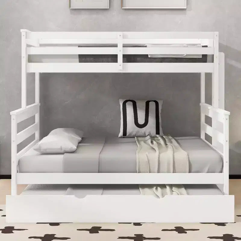 Letto a castello Twin XL su Queen con letto estraibile, legno massello con scaletta e sponde di sicurezza