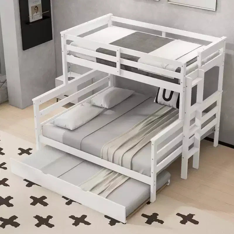 Letto a castello Twin XL su Queen con letto estraibile, legno massello con scaletta e sponde di sicurezza