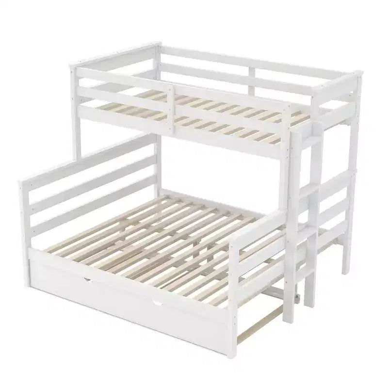 Letto a castello Twin XL su Queen con letto estraibile, legno massello con scaletta e sponde di sicurezza