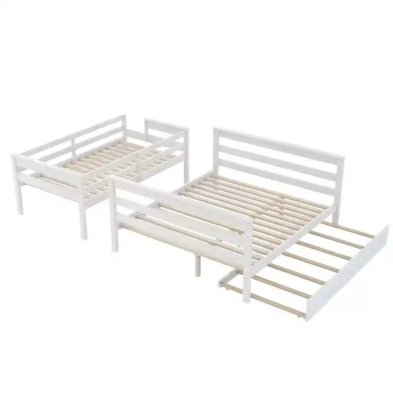 Letto a castello Twin XL su Queen con letto estraibile, legno massello con scaletta e sponde di sicurezza
