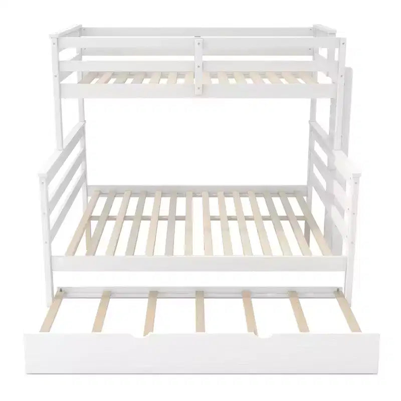 Letto a castello Twin XL su Queen con letto estraibile, legno massello con scaletta e sponde di sicurezza