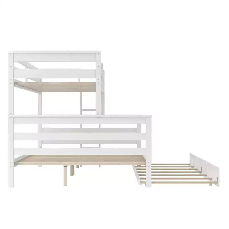 Letto a castello Twin XL su Queen con letto estraibile, legno massello con scaletta e sponde di sicurezza