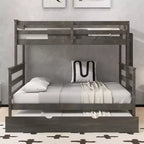 Letto a castello Twin XL su Queen con letto estraibile, legno massello con scaletta e sponde di sicurezza