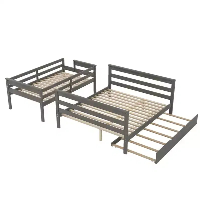 Letto a castello Twin XL su Queen con letto estraibile, legno massello con scaletta e sponde di sicurezza