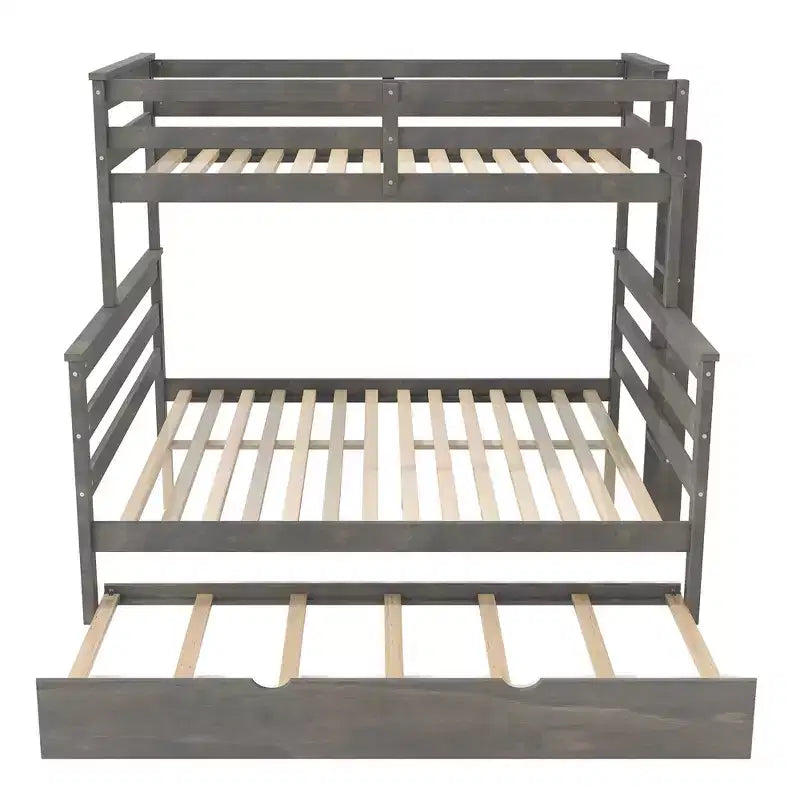 Letto a castello Twin XL su Queen con letto estraibile, legno massello con scaletta e sponde di sicurezza