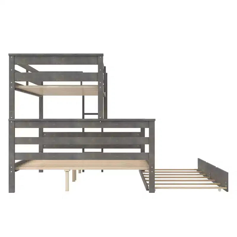Letto a castello Twin XL su Queen con letto estraibile, legno massello con scaletta e sponde di sicurezza