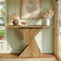 Lantine 41.5-Inch Farmhouse Entryway Console Table, Narrow Sofa Table Behind Couch with Geometric Base for Hallway, Entrance