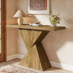 Consolle per ingresso in stile rustico da 41,5", tavolino stretto da divano con base geometrica