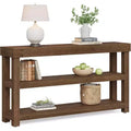 Lantine Solid Wood Entryway Console Table, 63-Inch Narrow Sofa Table Behind The Couch with Storage Shelves for Hallway Foyer Living Room