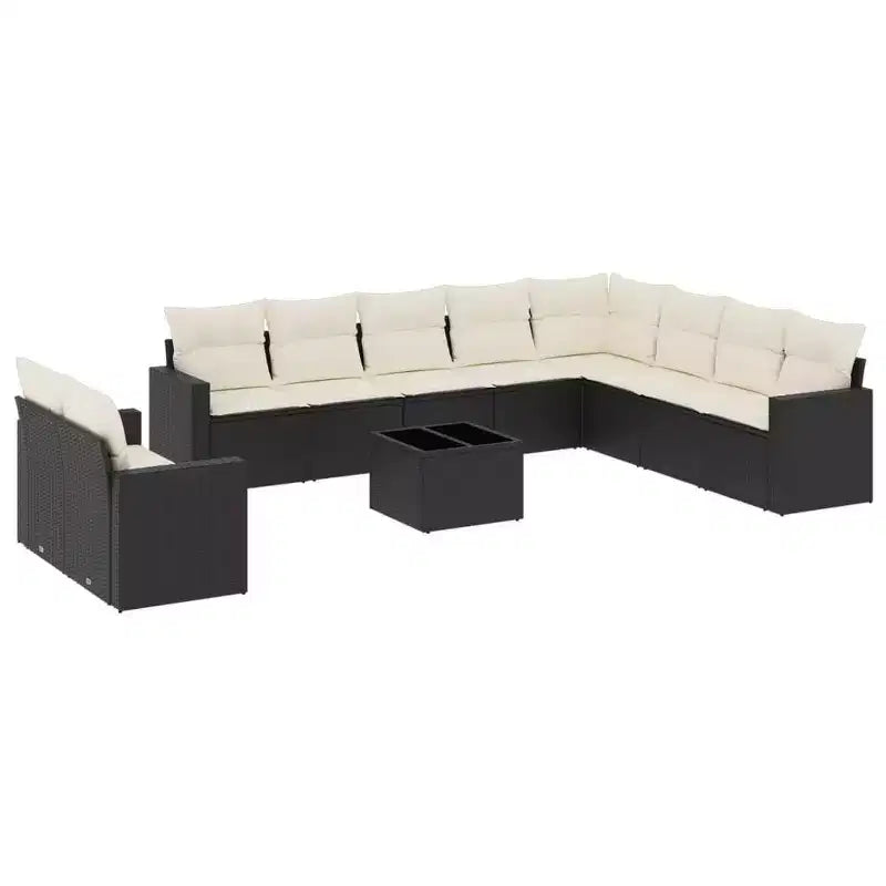 vidaXL Garden Sofa Set Black, Cream White