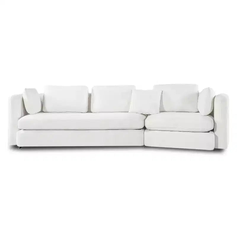 Divano modulare curvo a 3 posti da 116,5" rivestito in tessuto con cuscini mobili e 2 cuscini decorativi