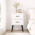 2-Drawer Nightstand with Metal Legs and Metal Handles, Modern White Bedside Table, Small End Table for Bedroom, Living Room or Apartment