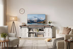 TV Stand for 75 in TVs, Farmhouse Entertainment Center with Sliding Barn Doors & Storage Cabinets, Modern TV Console Table for Living Room Bedroom