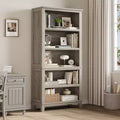 Industrial Farmhouse 5-Tier Bookshelf, Rustic Farmhouse Display, Adjustable Shelves, Metal Frame Bookcase Organizer, for Living Room, Bedroom