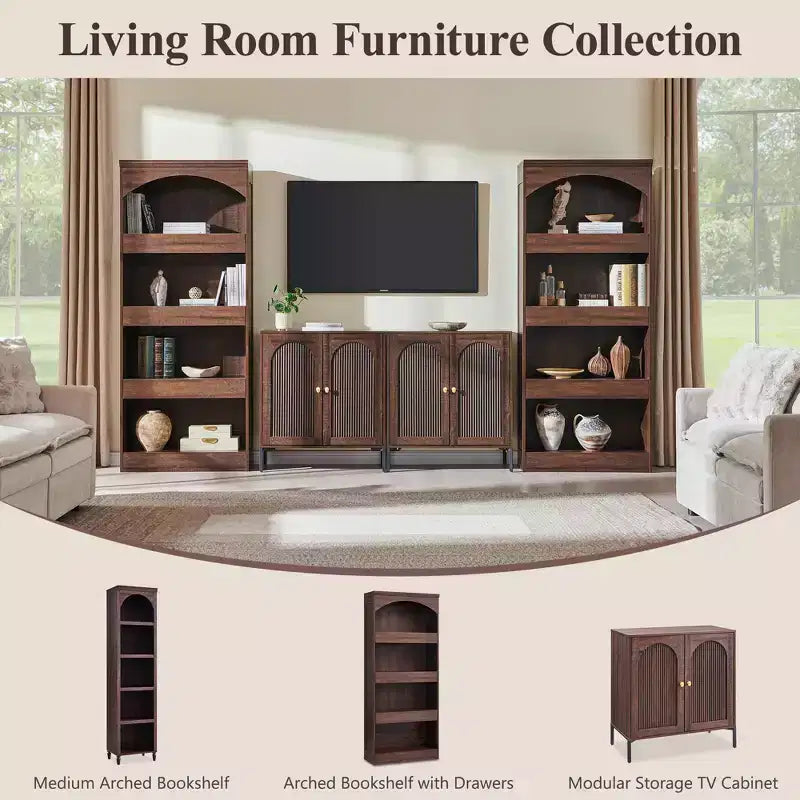Armadietto da bagno alto 193 cm con arco, mobiletto portaoggetti in legno a 4 ripiani con cassetto inferiore con chiusura magnetica e 3 cassetti nascosti per bagno, lavanderia