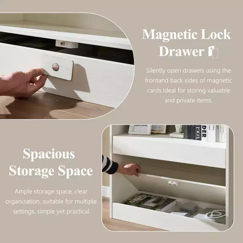 Armadietto da bagno alto 193 cm con arco, mobiletto portaoggetti in legno a 4 ripiani con cassetto inferiore con chiusura magnetica e 3 cassetti nascosti per bagno, lavanderia