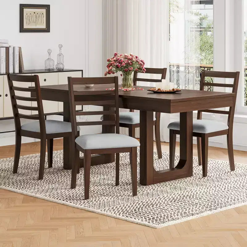 Set di 4 sedie da pranzo in stile rustico con schienale a scala alta