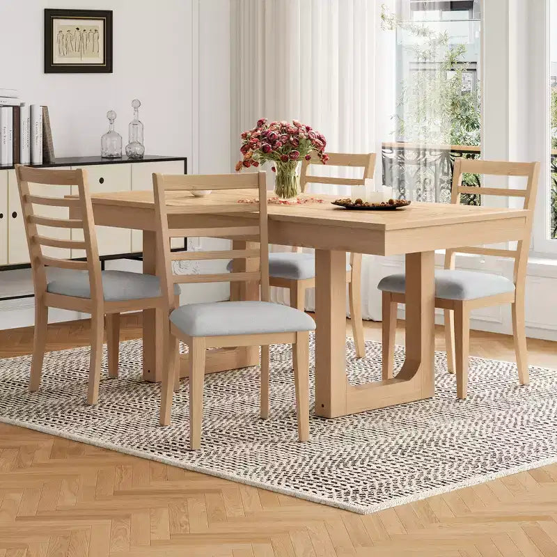Set di 4 sedie da pranzo in stile rustico con schienale a scala alta