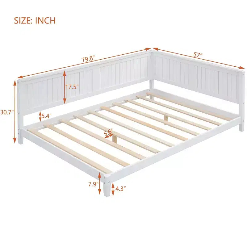 Divano Letto in Legno Moderno Full Size per Soggiorno e Camera degli Ospiti