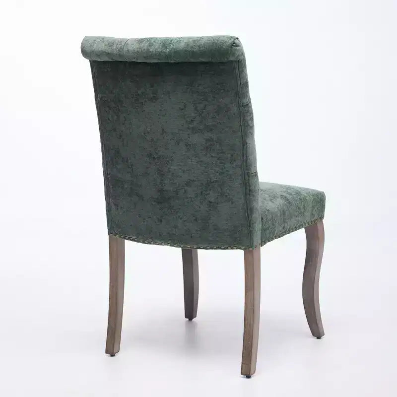 Sedie da pranzo rivestite in ciniglia con finiture borchiate, set da 2