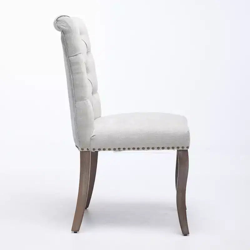 Sedie da pranzo rivestite in ciniglia con finiture borchiate, set da 2