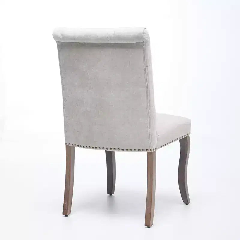Sedie da pranzo rivestite in ciniglia con finiture borchiate, set da 2