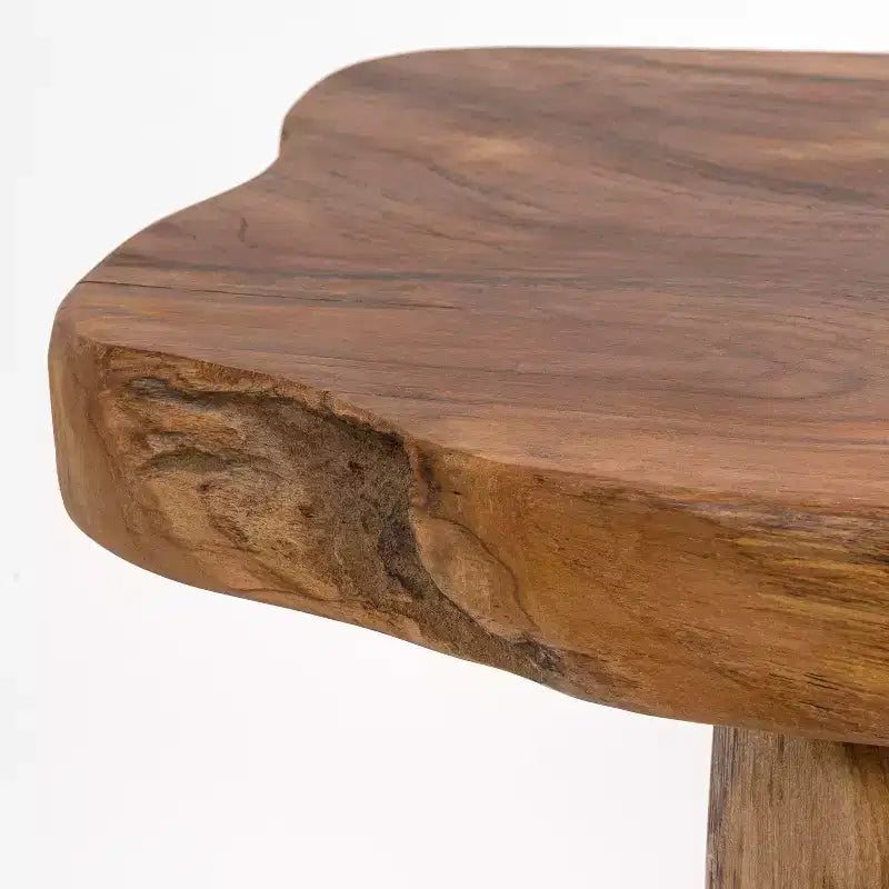 Panca da ingresso da 89,9 cm in legno massello di teak rustico minimalista fatta a mano con bordo vivo