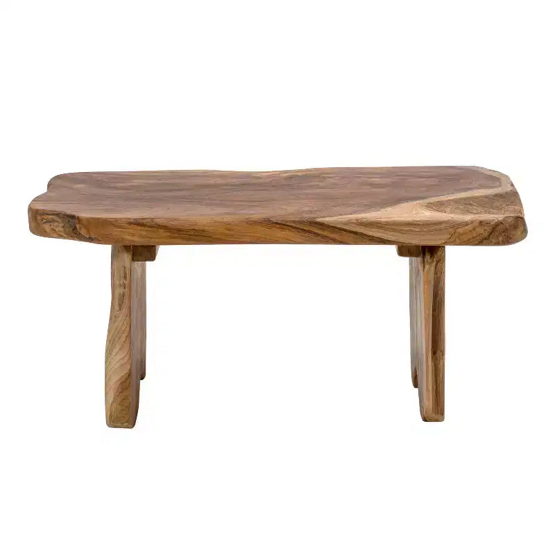 Panca da ingresso da 89,9 cm in legno massello di teak rustico minimalista fatta a mano con bordo vivo