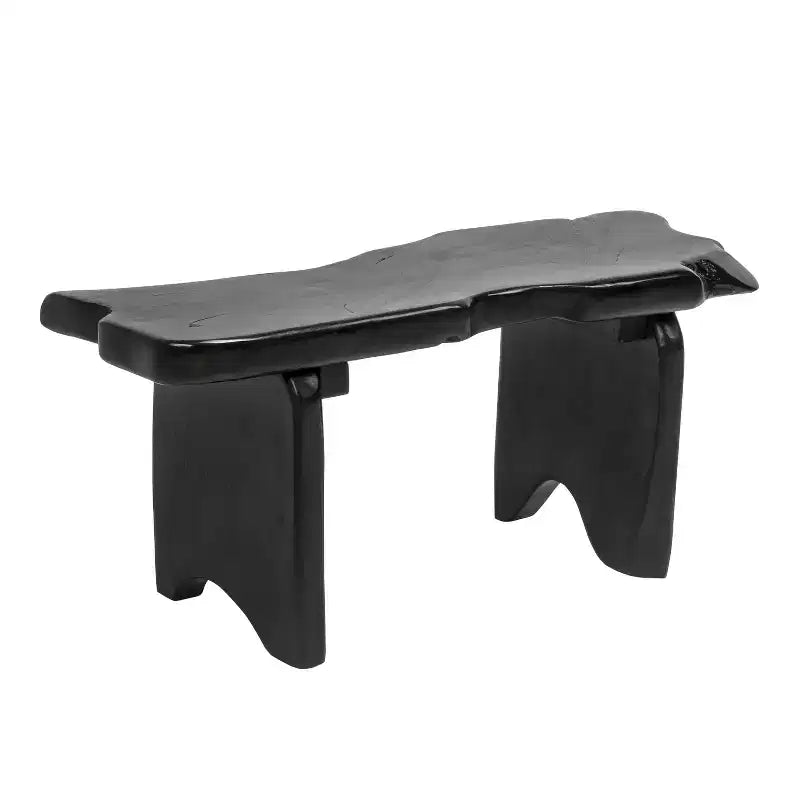 Panca da ingresso da 89,9 cm in legno massello di teak rustico minimalista fatta a mano con bordo vivo
